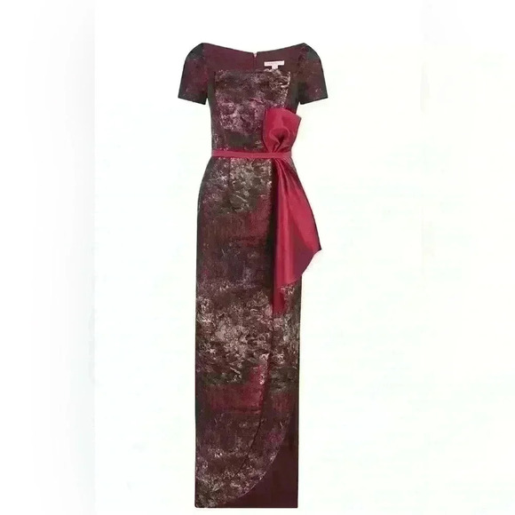 NWT KAY UNGER Bow Layne Jacquard Column Dress - Picture 6 of 15